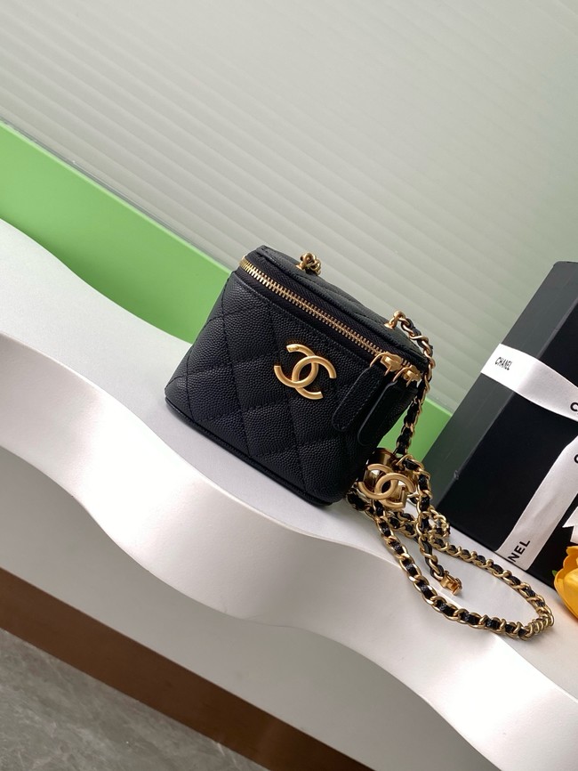 CHANEL Grained Calfskin Small Vanity with Chain AP3941 black