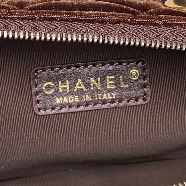 Chanel Velvet Mini Bowling Bag AS5572 Dark Brown