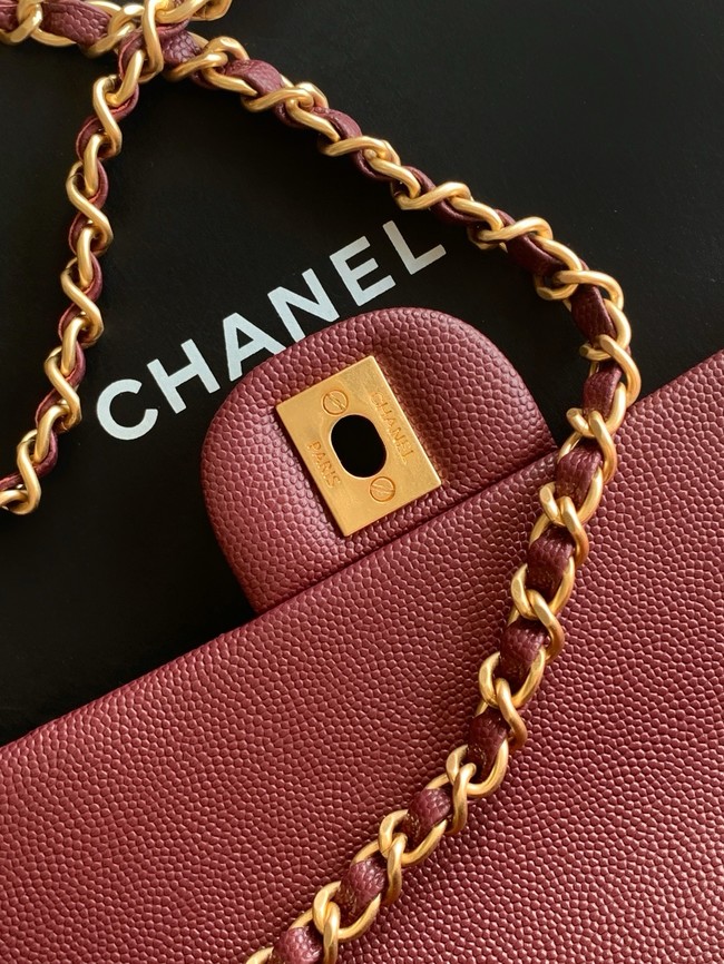 CHANEL Mini Flap Bag with Top Handle AS5701 burgundy