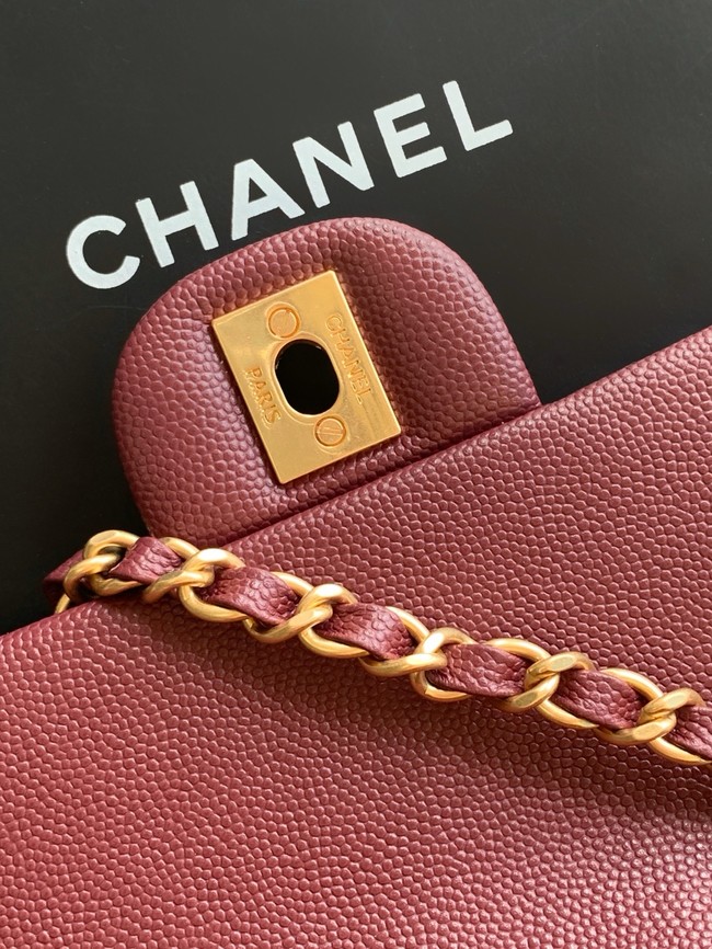CHANEL Mini Flap Bag with Top Handle AS5702 burgundy