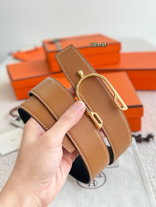 Hermes Epsom calfskin double-sided leather belt 66011