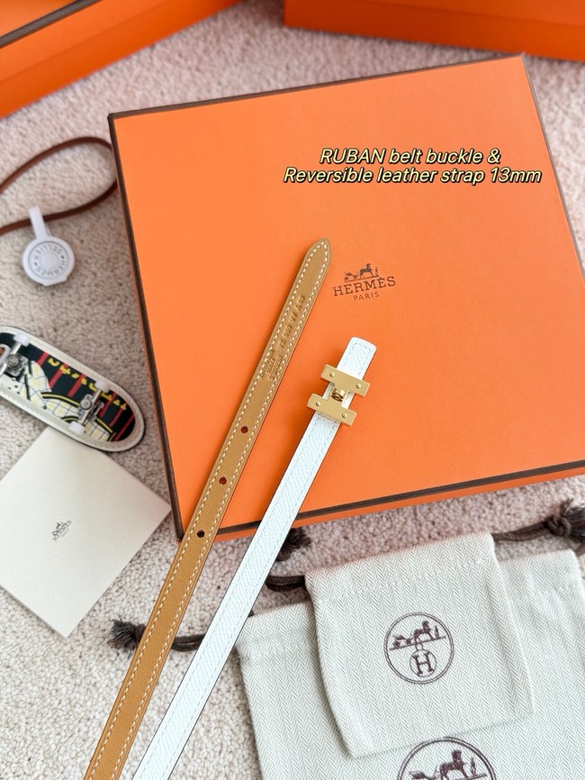 Hermes Swift & Epsom calfskin double-sided leather belt 66024