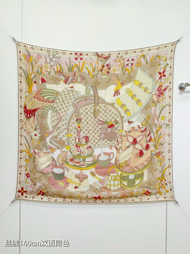 Louis Vuitton Shawl Cashmere and Silk KY122 