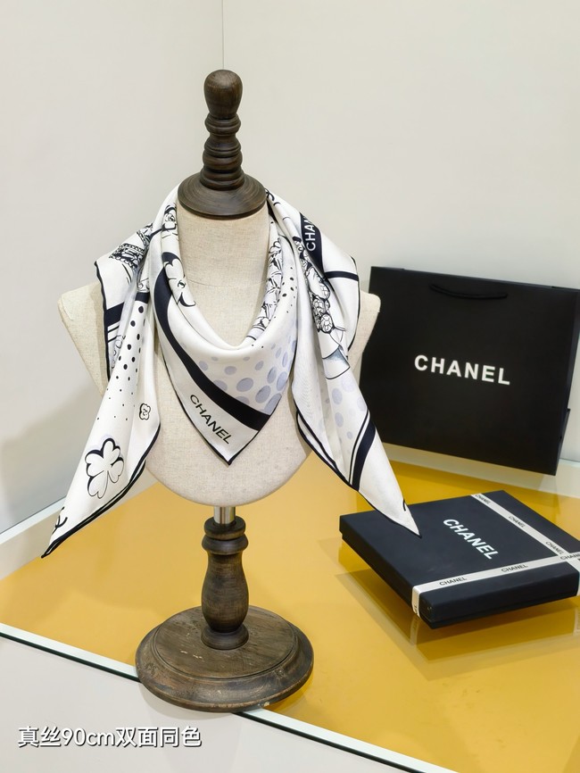 Chanel 90 Square Scarf Silk Twill KY153