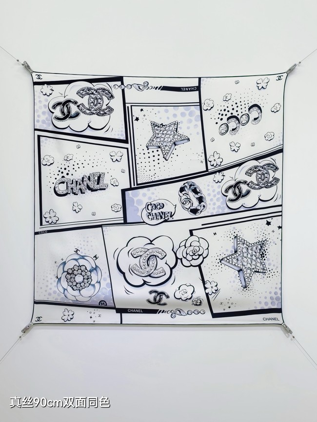 Chanel 90 Square Scarf Silk Twill KY153