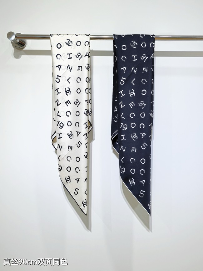 Chanel 90 Square Scarf Silk Twill KY154