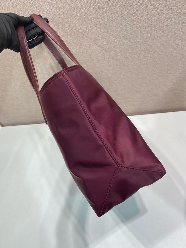 Prada Re-Edition 1978 medium Re-Nylon and Saffiano leather tote bag 1BG555 burgundy
