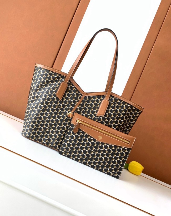 Goyard Calfskin Leather Tote Bag MM M8002 black&brown