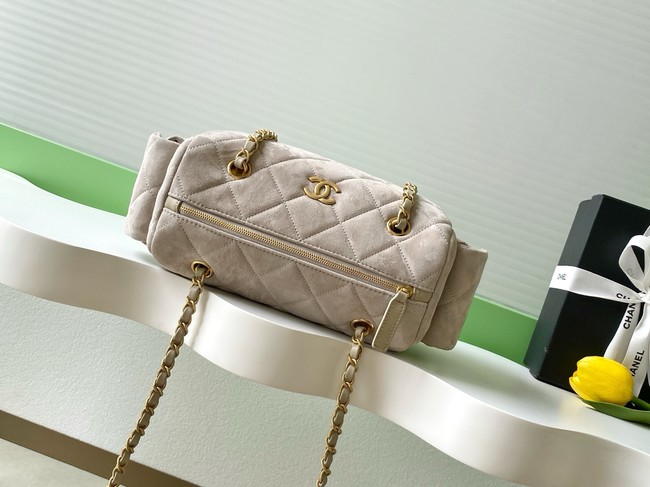 CHANEL Small Bowling Bag Suede AS5792 Beige