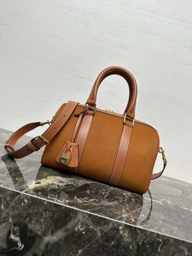 Celine LARGE BOSTON in SUEDE CALFSKIN 121323 TOBACCO