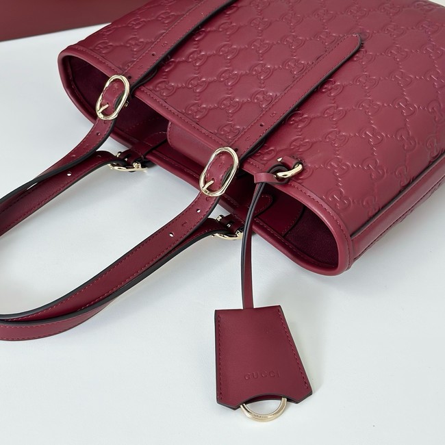 Gucci GG Emblem medium tote bag 847456 Rosso Ancora red