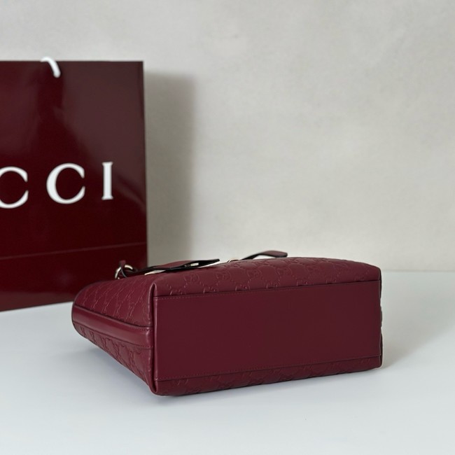 Gucci GG Emblem medium tote bag 847456 Rosso Ancora red
