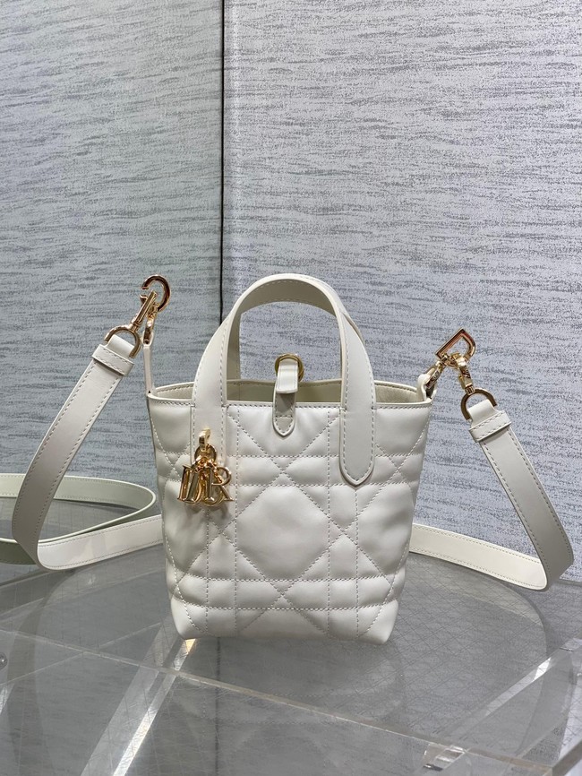 Dior Toujours Vertical Nano Tote Bag Macrocannage Calfskin S6100 Latte