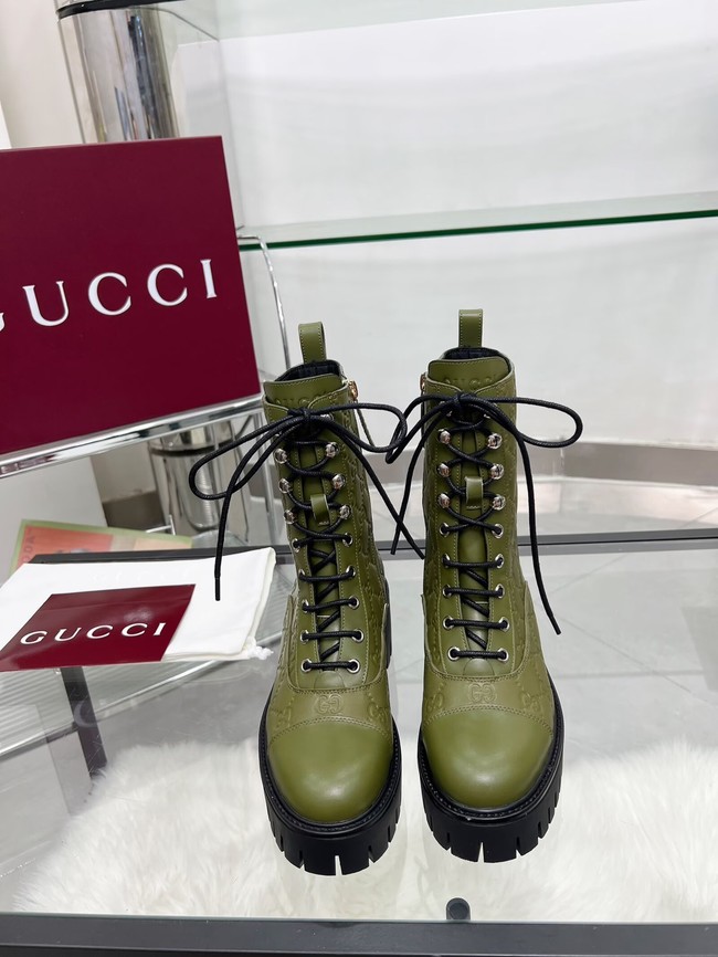 Gucci Womens lace-up ankle boot with GG 840739-2