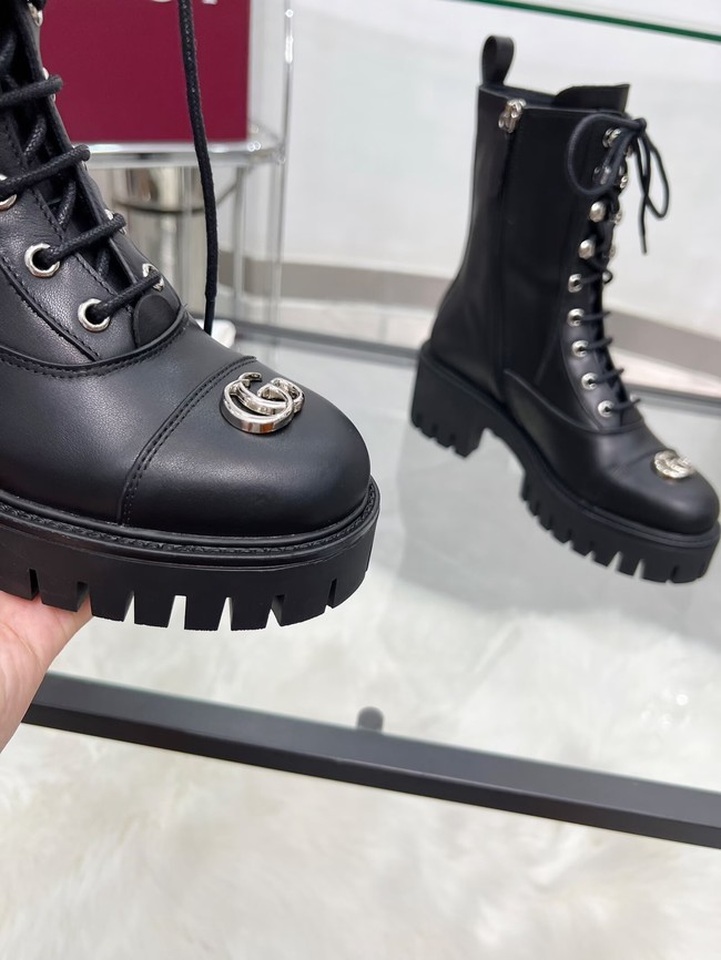 Gucci Womens lace-up ankle boot with GG 840739-3