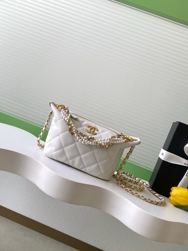 Chanel Lambskin Hobo Handbag AS5898 white