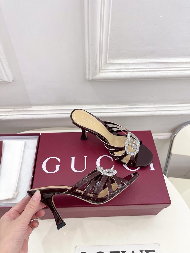Gucci Womens slide sandal with crystal Interlocking G 852663-4