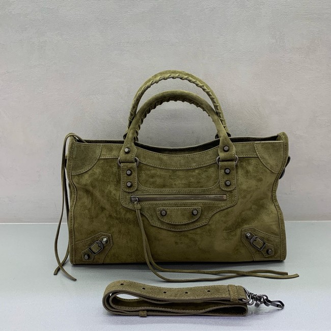Balenciaga Le City medium suede tote bag 230582 green