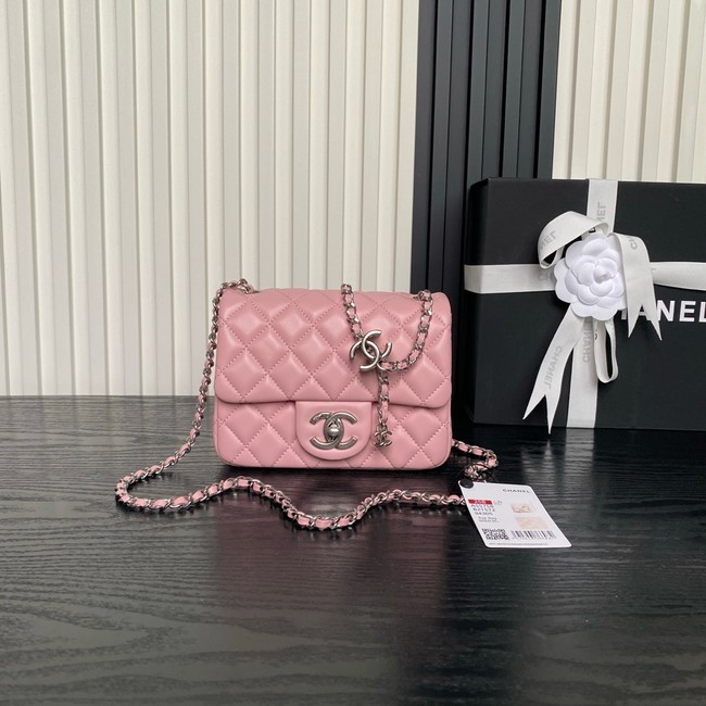 CHANEL Mini Flap Bag AS5758 pink&Silver Metal