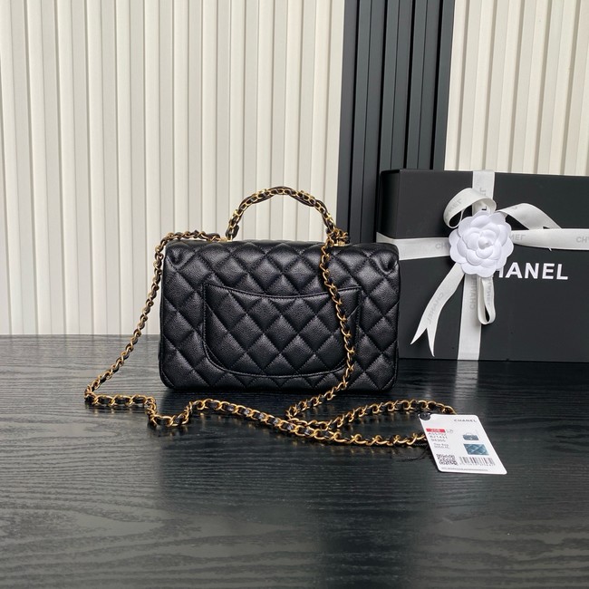 CHANEL Mini Flap Bag with Top Handle AS5702 black&gold Metal
