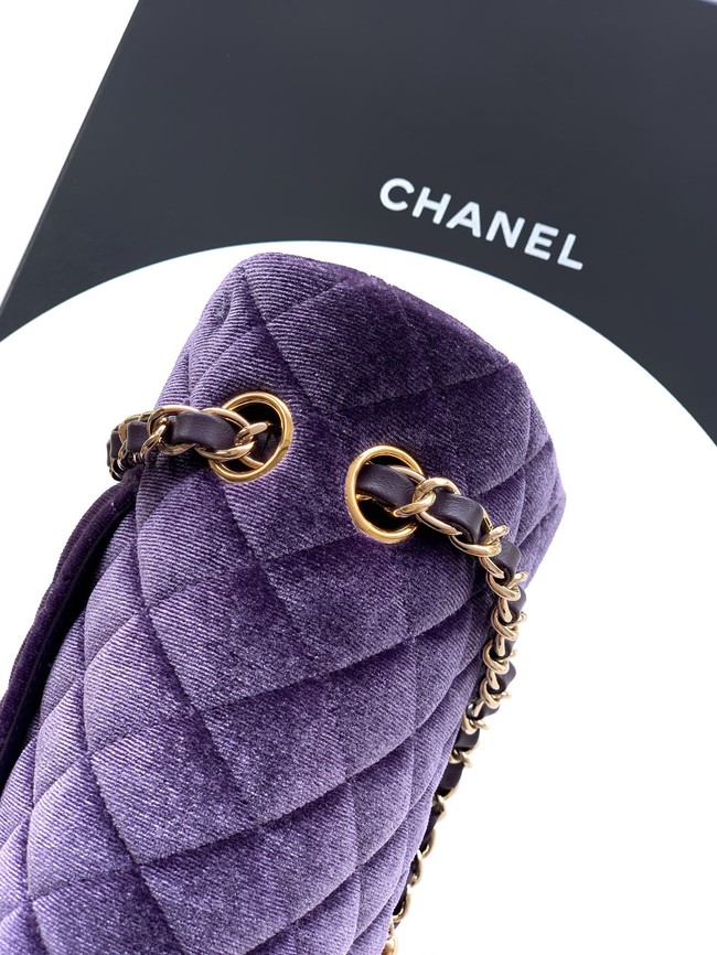 CHANEL Classic 11.12 Handbag velvet A01112 Purple