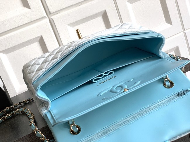 CHANEL Classic 11.12 Handbag velvet A01112 light blue