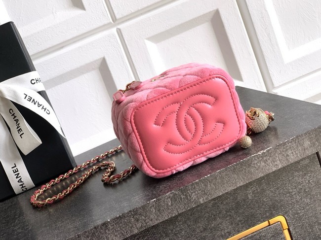 CHANEL velvet Small Vanity with Chain AP3941 pink