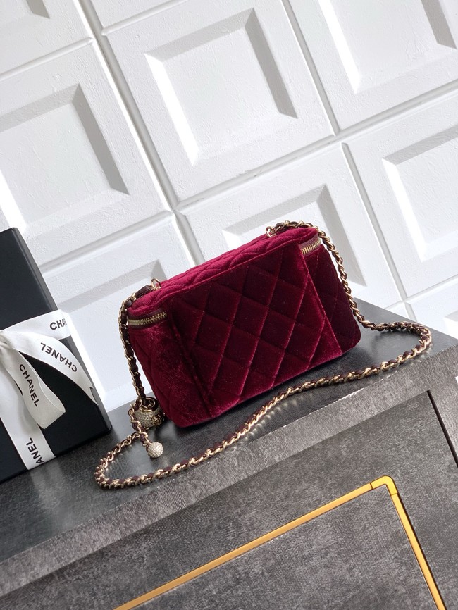 CHANEL velvet Vanity with Chain AP3940 burgundy
