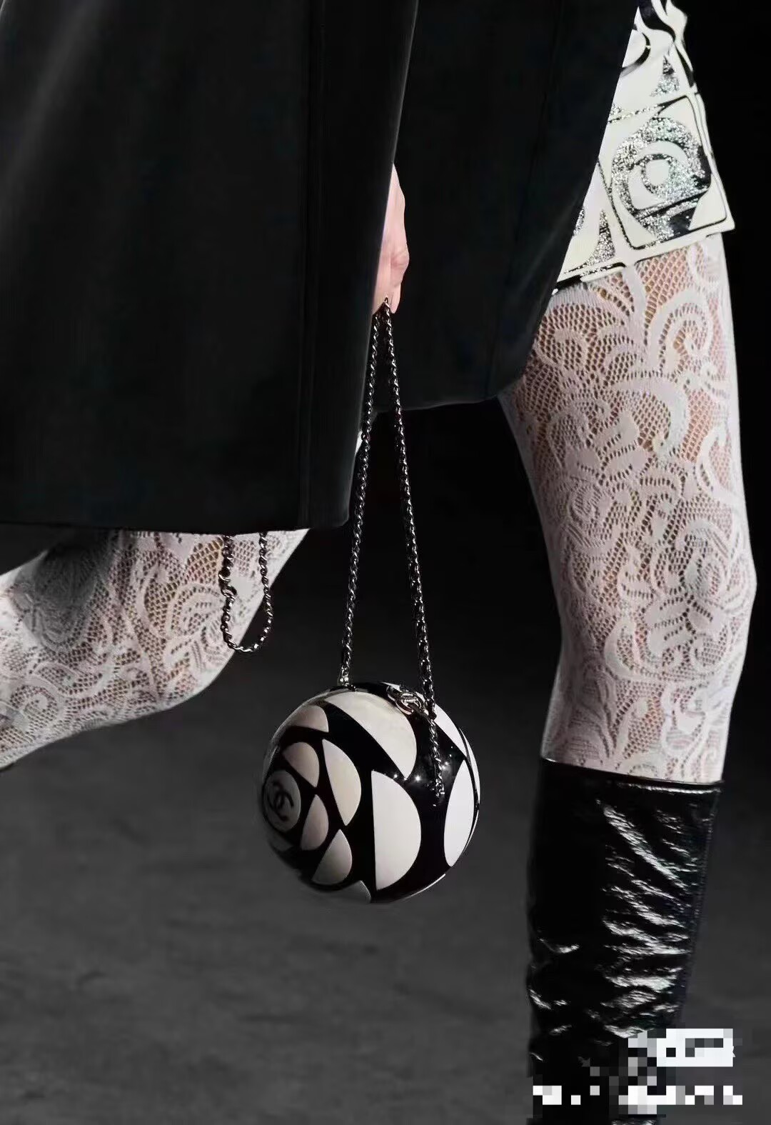 Chanel Camellia Mini Ball Bag 63029 White&Black