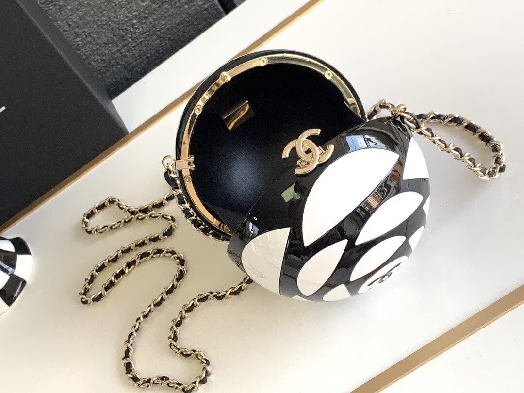 Chanel Camellia Mini Ball Bag 63029 White&Black