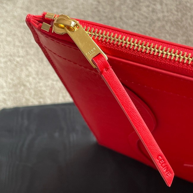Celine FLAT CABAS NEW LUGGAGE IN GLOSSY CALFSKIN 123963 Ultra Red