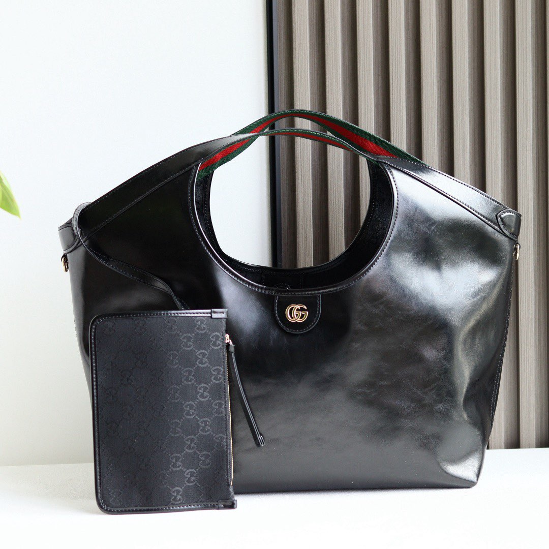 Gucci Giglio Original Oiled Leather large tote GG bag 853971 Black