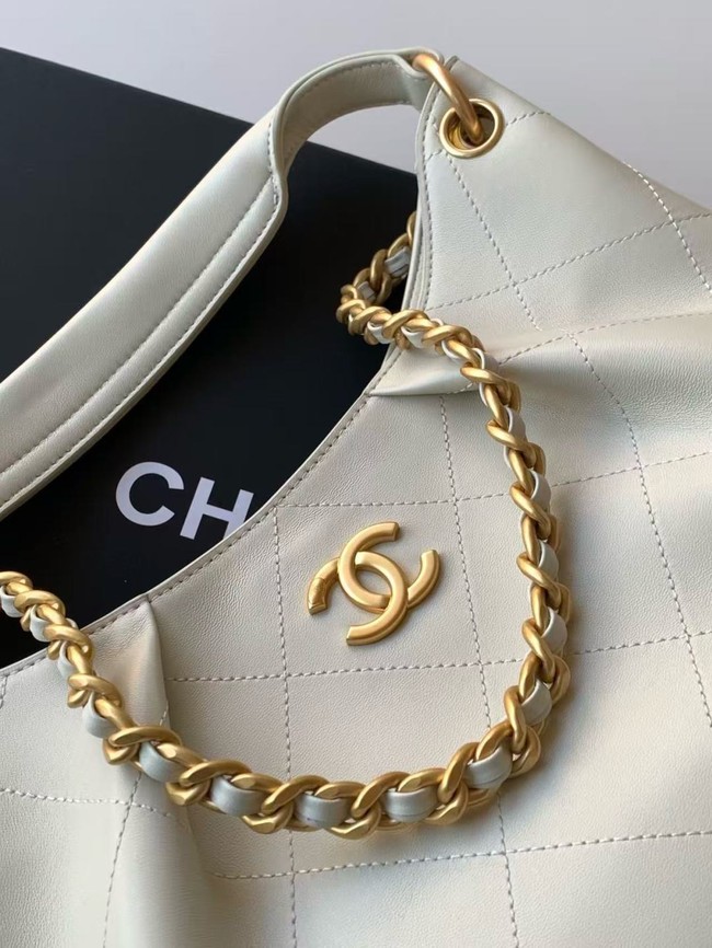 CHANEL Hobo Bag Calfskin AS5970 white
