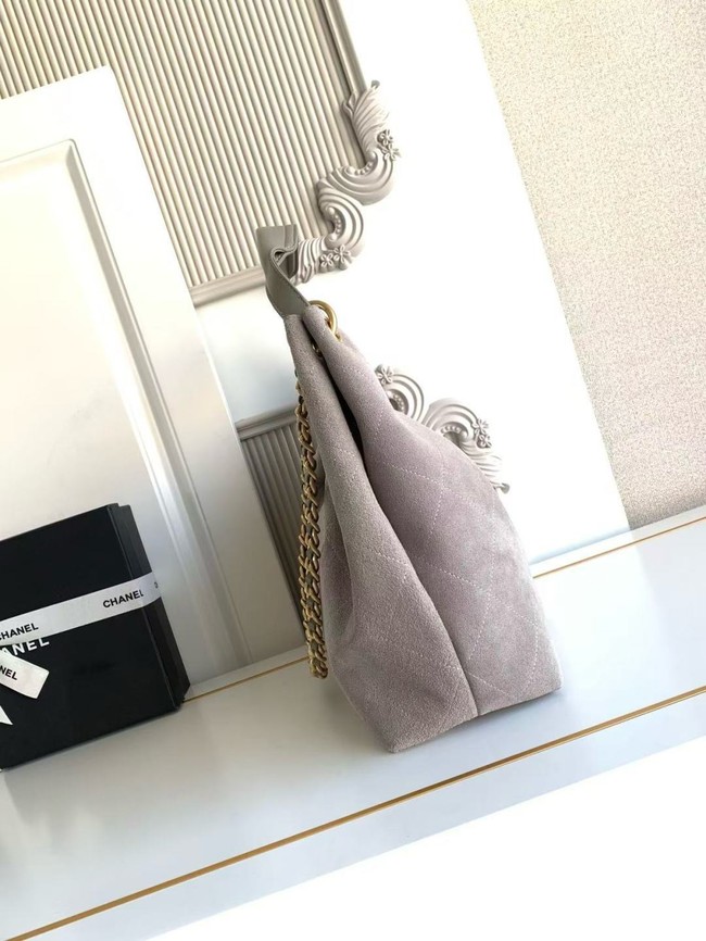 CHANEL Hobo Bag Suede Calfskin AS5978 gray