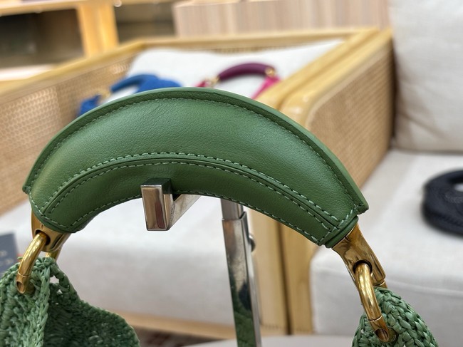 Chloe SUMMER straw and leather tote bag 1668 green