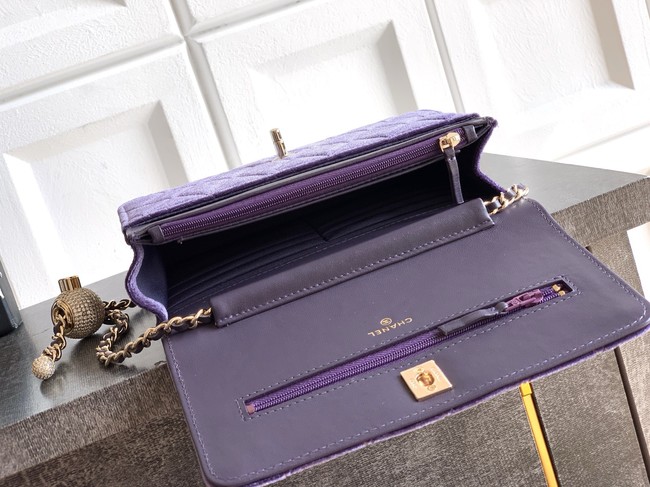 Chanel velvet Wallet On Chain AP1450 Purple