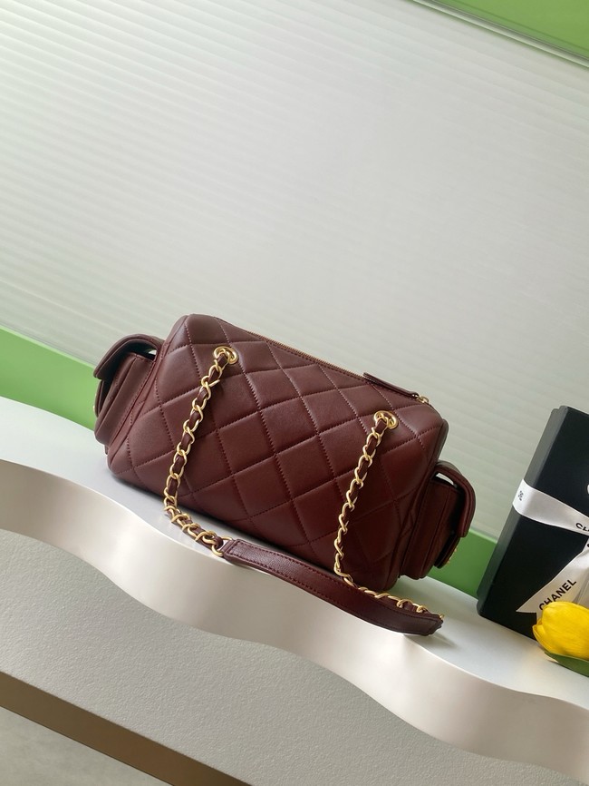 Chanel Lambskin Bowling Bag AS5791 burgundy