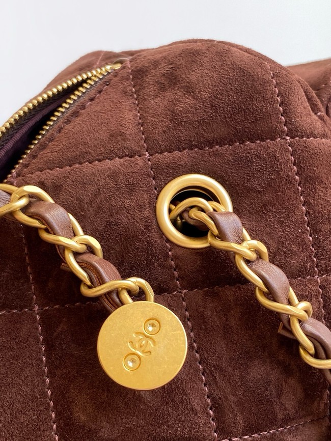 Chanel velvet Bowling Bag AS5791 dark brown