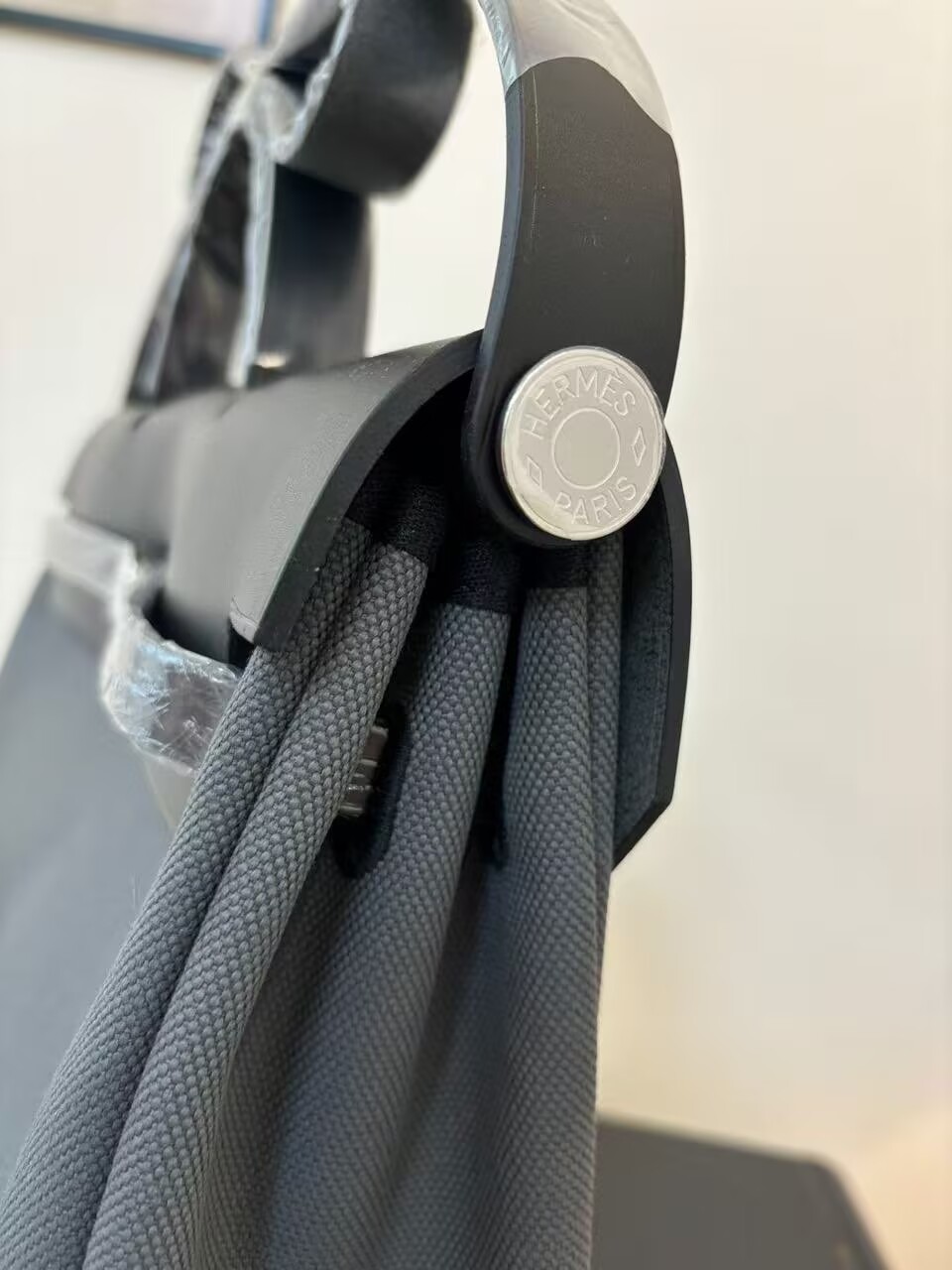 Hermes Herbag 31CM Original Canvas Leather & Calfskin 45987 Gray&Black