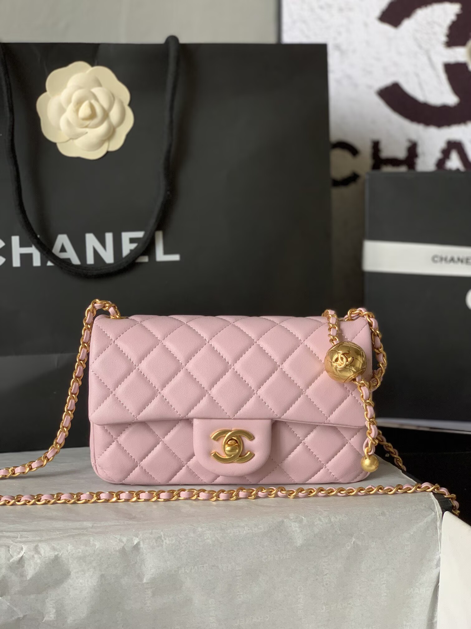 Chanel MINI Flap Bag Original Sheepskin Leather AS1787 Light Pink