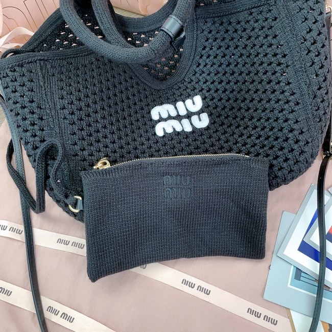 MIUMIU woven tote bag 5GB281 Black