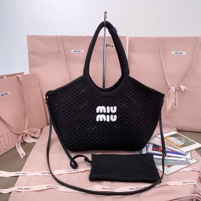 MIUMIU woven tote bag 5GB281 Black