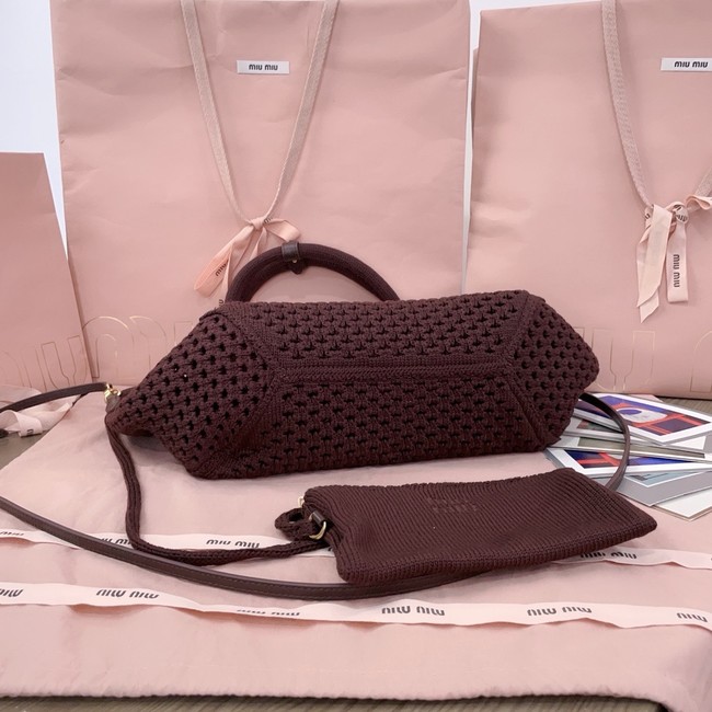 MIUMIU woven tote bag 5GB281 dark brown