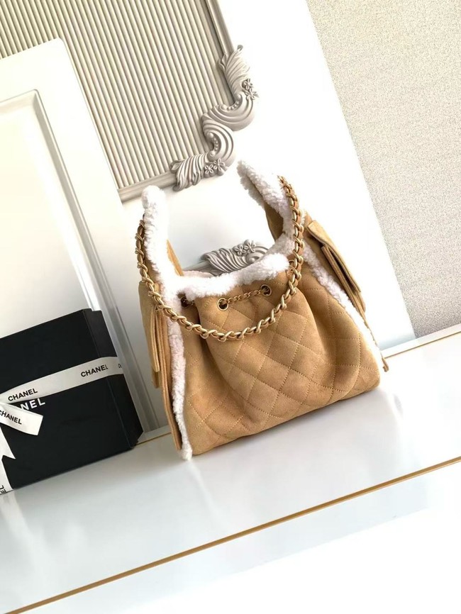 CHANEL 25 Handbag AS5293 Suede Calfskin brown