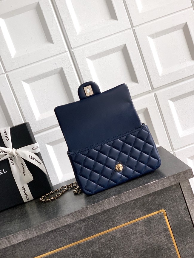 CHANEL Mini Flap Bag with Top Handle AP2431 dark blue