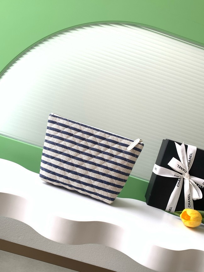 CHANEL Zipped Case AS4989 dark blue