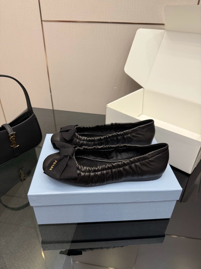 Prada Mordore nappa leather ballerinas with bow 55723-4