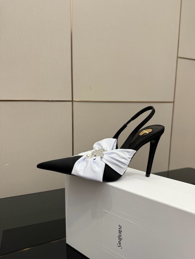 Saint Laurent AMALIA slingback pumps in satin crepe Heel 10.5CM 55726-1