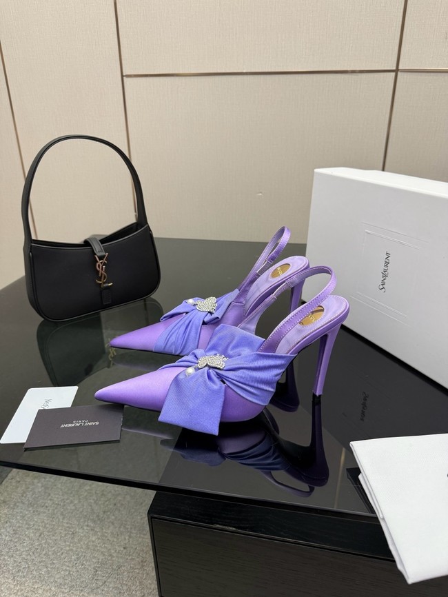 Saint Laurent AMALIA slingback pumps in satin crepe Heel 10.5CM 55726-11