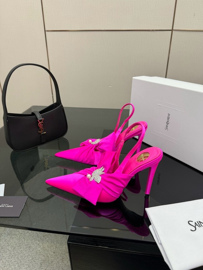 Saint Laurent AMALIA slingback pumps in satin crepe Heel 10.5CM 55726-2